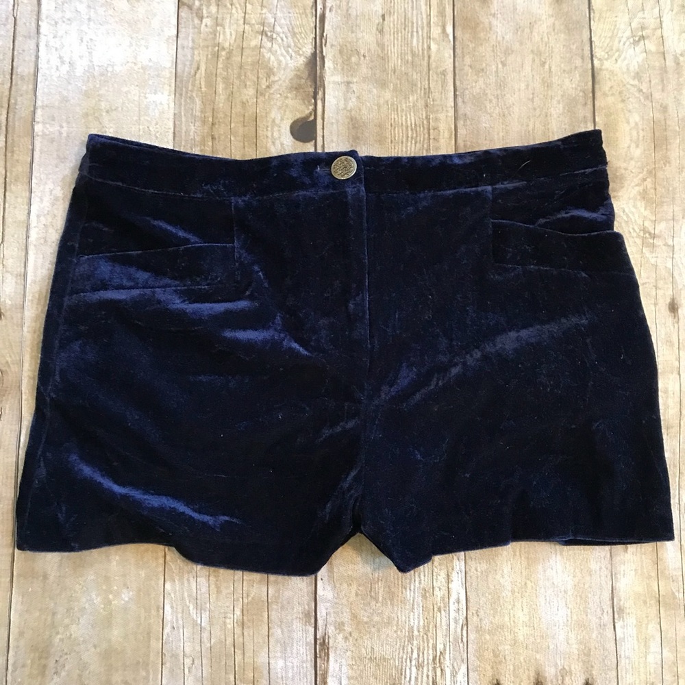TopShop velour royal blue shorts Sz 4